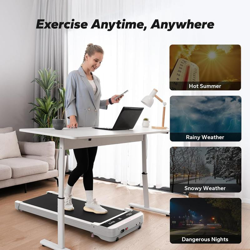 MERACH 2-in-1 Portable Walking Pad - Quiet Under Desk Treadmill with Remote Control, APP & LED Display for Home & Office Fitness