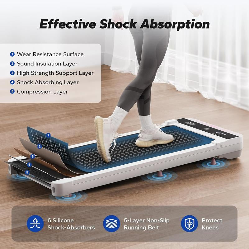 MERACH 2-in-1 Portable Walking Pad - Quiet Under Desk Treadmill with Remote Control, APP & LED Display for Home & Office Fitness