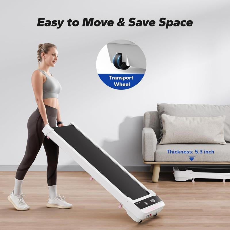 MERACH 2-in-1 Portable Walking Pad - Quiet Under Desk Treadmill with Remote Control, APP & LED Display for Home & Office Fitness